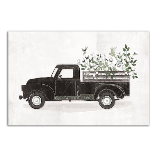 Flower Truck 30" x 20" Canvas Wall Art